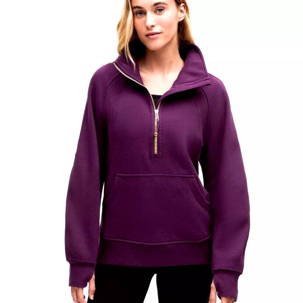 lululemon SCUBA OVERSIZED FUNNEL NECK HALF ZIP DRAMATIC MAGENTA/GOLD M/L NWT
